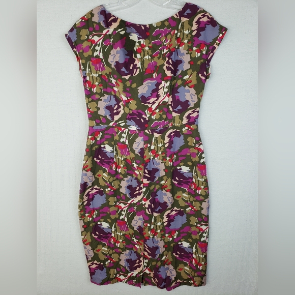 Boden Midi Dress Abstract Floral Print Viscose Silk Blend size 12R Preppy Boho - Picture 7 of 12